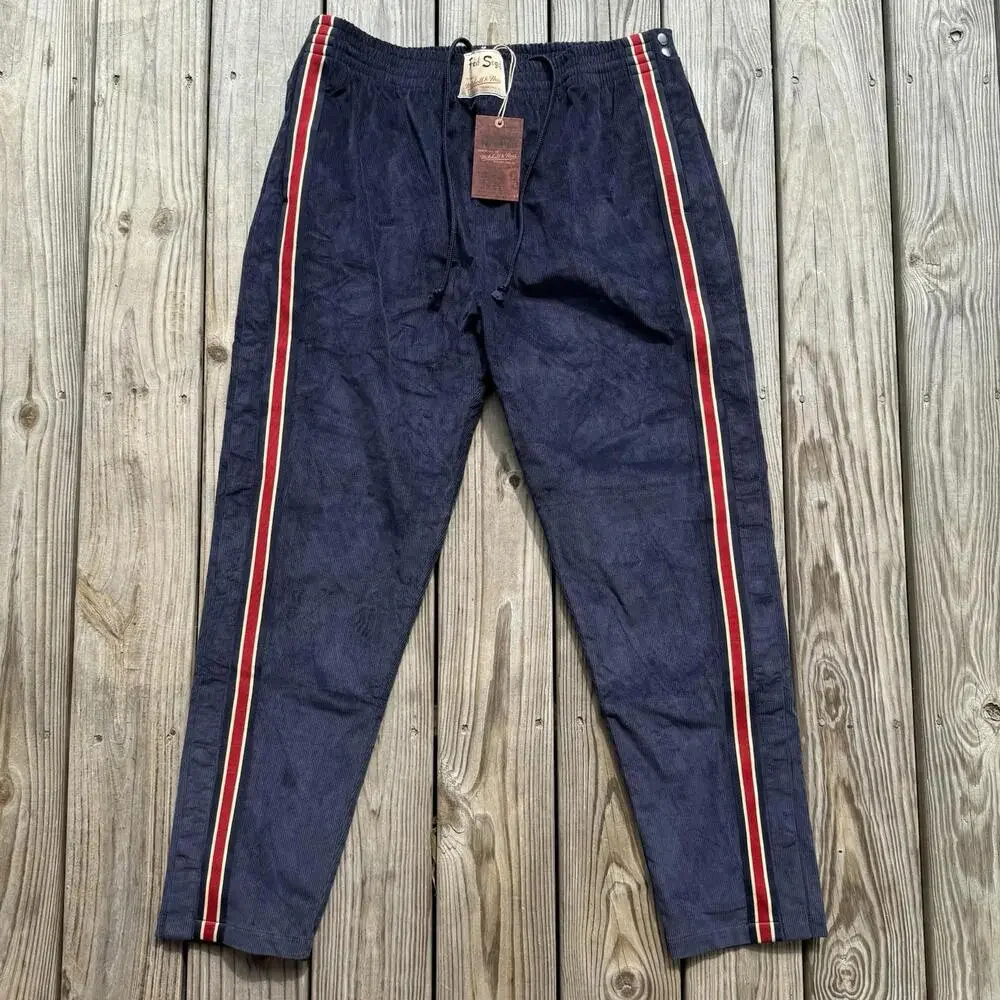 Men’s Mitchell & Ness Fred Segal Corduroy Tearaway Pants Navy Size 2XL $218 - Picture 2 of 14